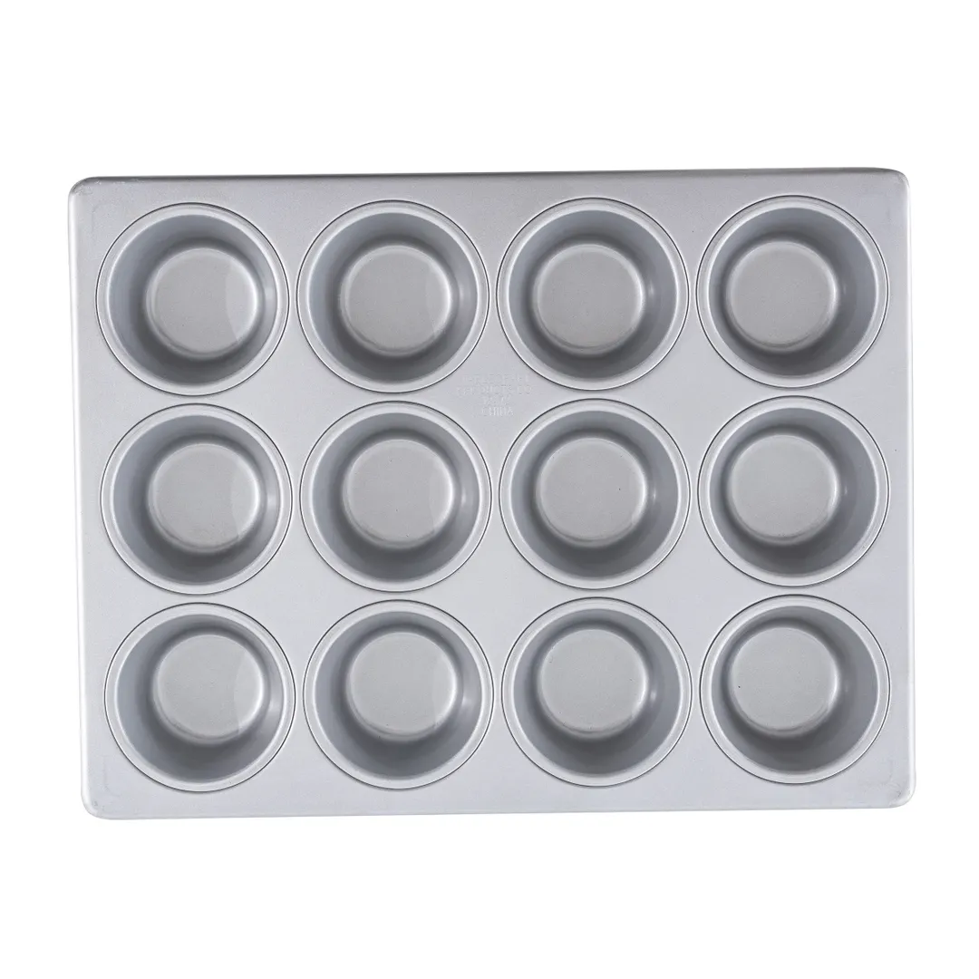 TableCraft 12472 Muffin Pan – 12-Cup, 13.75" x 10.5" x 1.375", Gray Aluminized Steel, Non‑Stick
