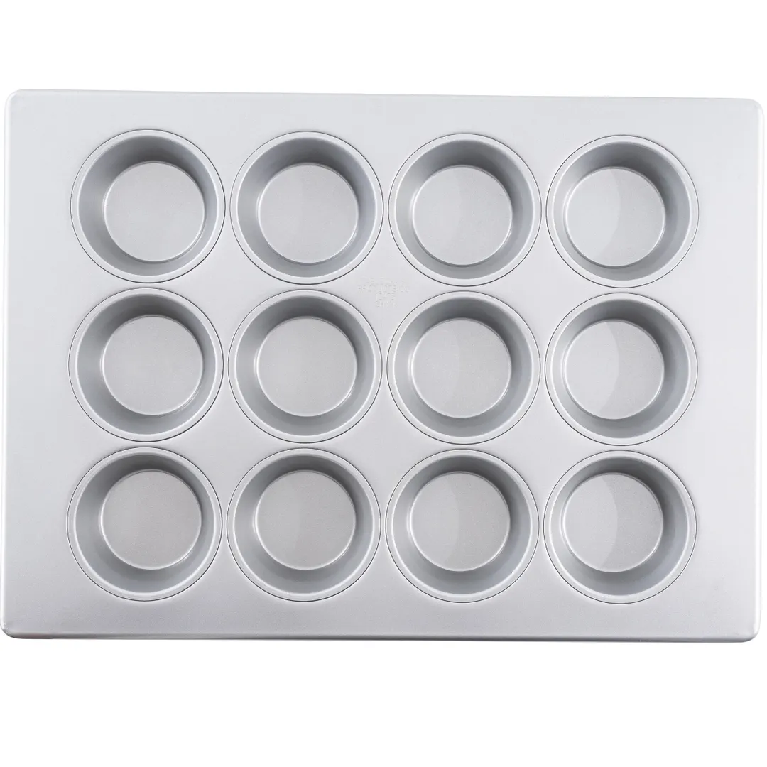 TableCraft 12475 Muffin Pan – 12-Cup, 18"x13"x1.25", Aluminized Steel, Silicone‑Glazed Non‑Stick