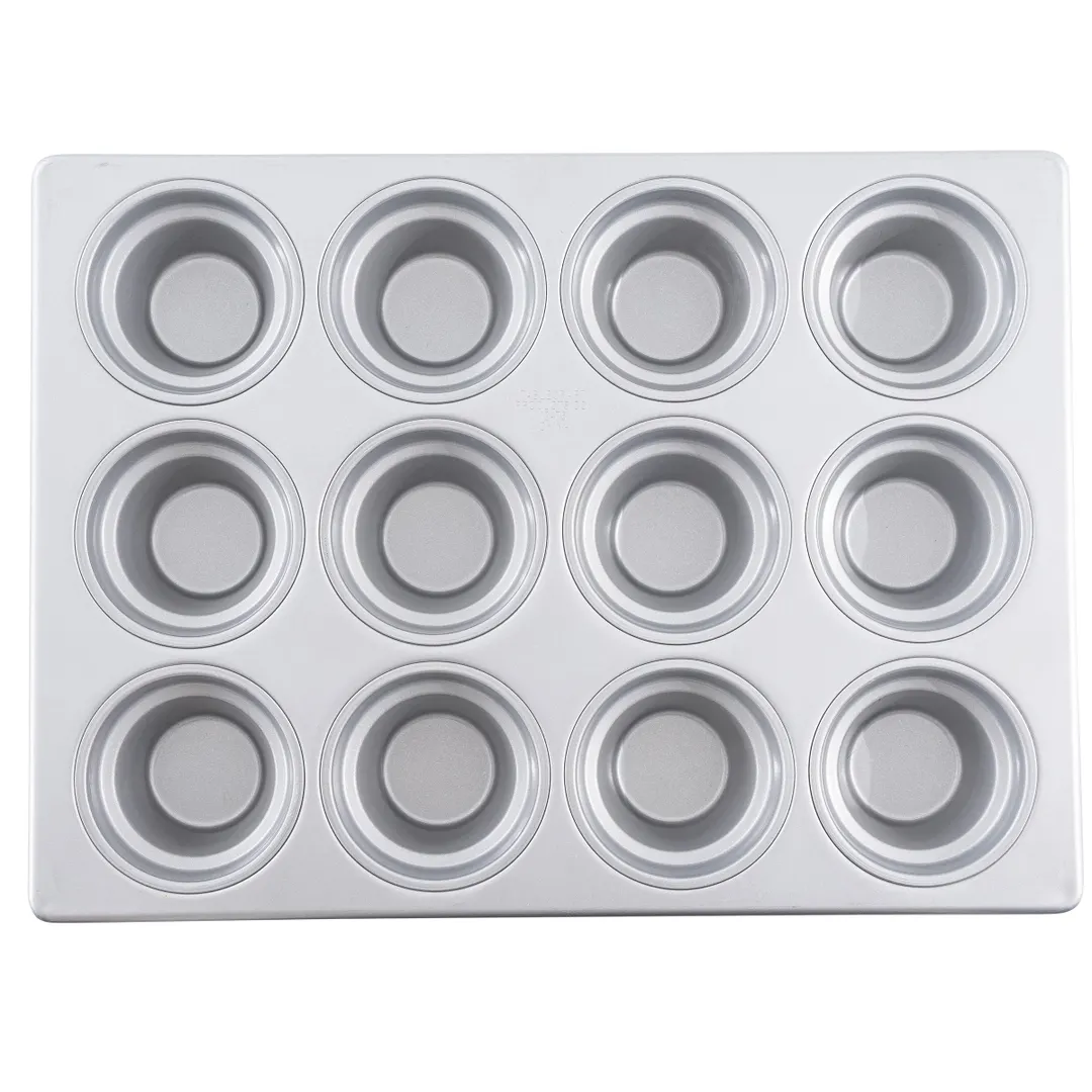 TableCraft Products 12476 Muffin Pan – 12-Cup, 6 oz, 18" x 13" x 2", Steel, Non‑Stick