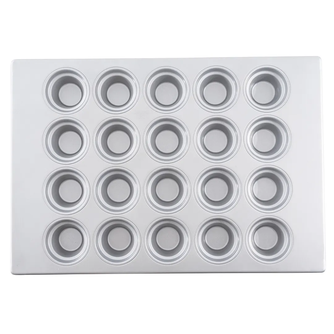 TableCraft Products 12477 - Muffin Pan, 20 Cup 6 Oz, 26" x 17.75" x 2" Steel, Silicone Non-Stick