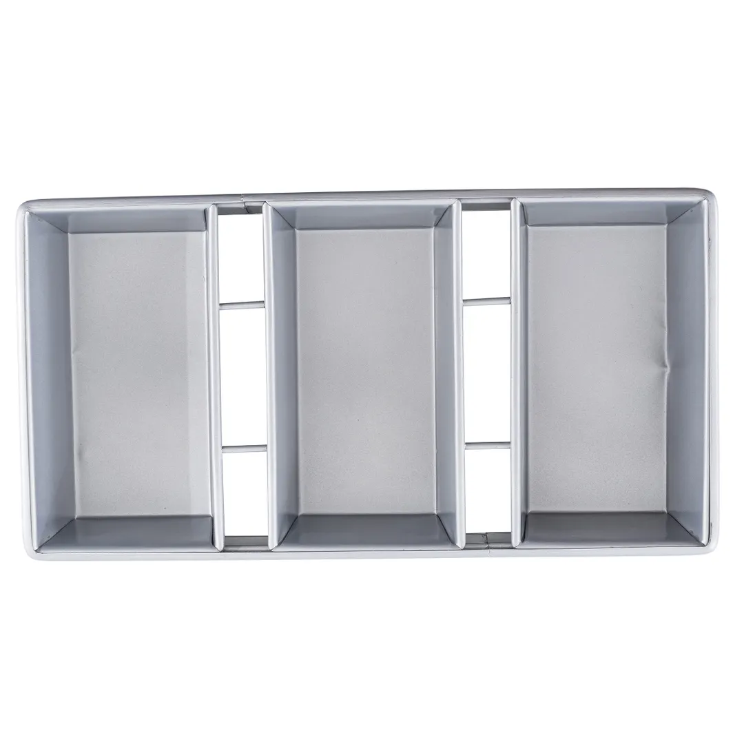 TableCraft Products 12486 - 3‑Compartment Bread Loaf Pan 18.125"x9.25"x2.75" Steel Non‑Stick 52 oz