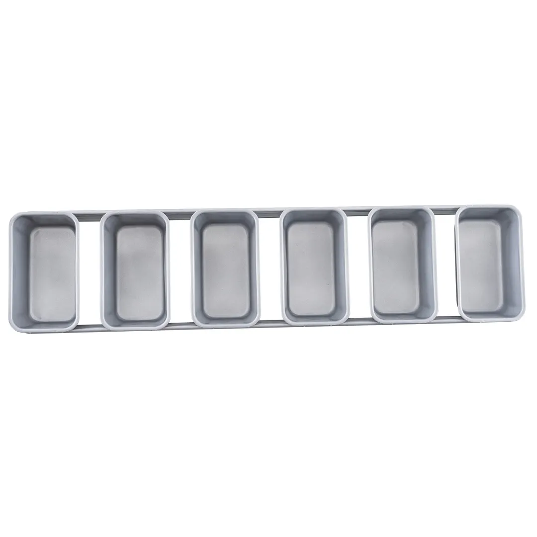 TableCraft 12489 5-Compartment Loaf Pan, 26" x 10" x 2.75", 52 oz, Alum Steel, Silicone Glazed