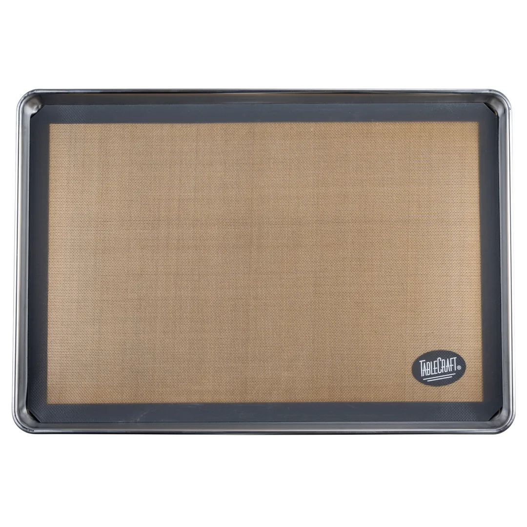 TableCraft Products 12493 Reusable Baking Mat, 24.5" × 16.5" Silicone, Tan, Cash & Carry