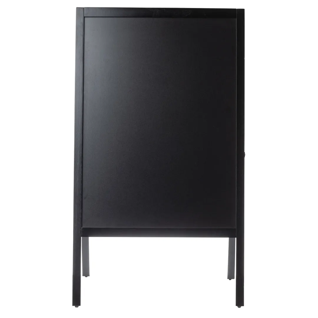 TableCraft 12525 A-Frame Sign Board – 25" x 41" Chalkboard, Black Wood, 21.5" x 29.75" Chalkboard