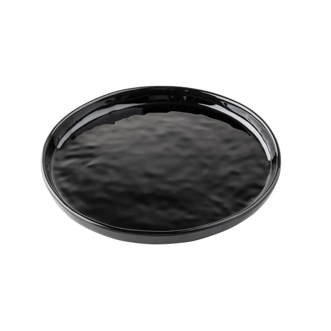 TableCraft Products 12532 - Ridge Collection Plate, 7.5"W x 7.5"D x 0.75"H, Black Melamine Gloss