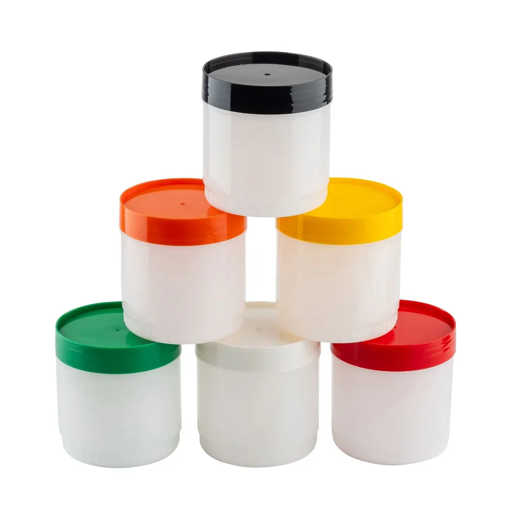 TableCraft Products 12655 Storage Jar, 16 Oz, 1 Pt, 3-5/8" Dia x 3-3/4" H, HDPE, Color Caps