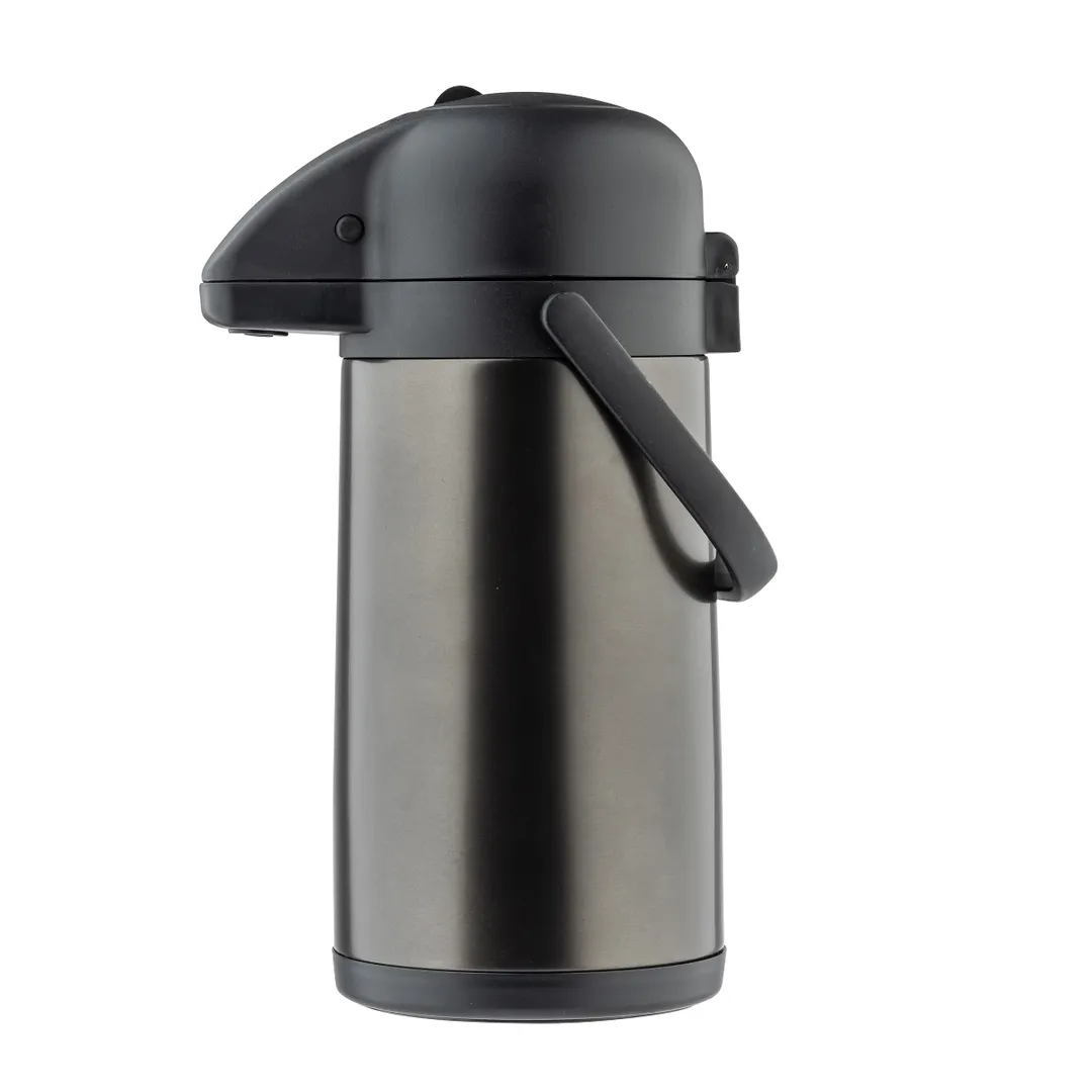 TableCraft Products 12661 – Vacuum Insulated 3 L Stainless, 6" x 8.5" x 15.25", Black Push Button