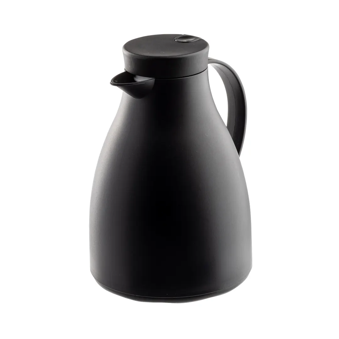 TableCraft Products 12667 Black Plastic Coffee Carafe, 50 Oz, With Glass Liner, Frosted Surface