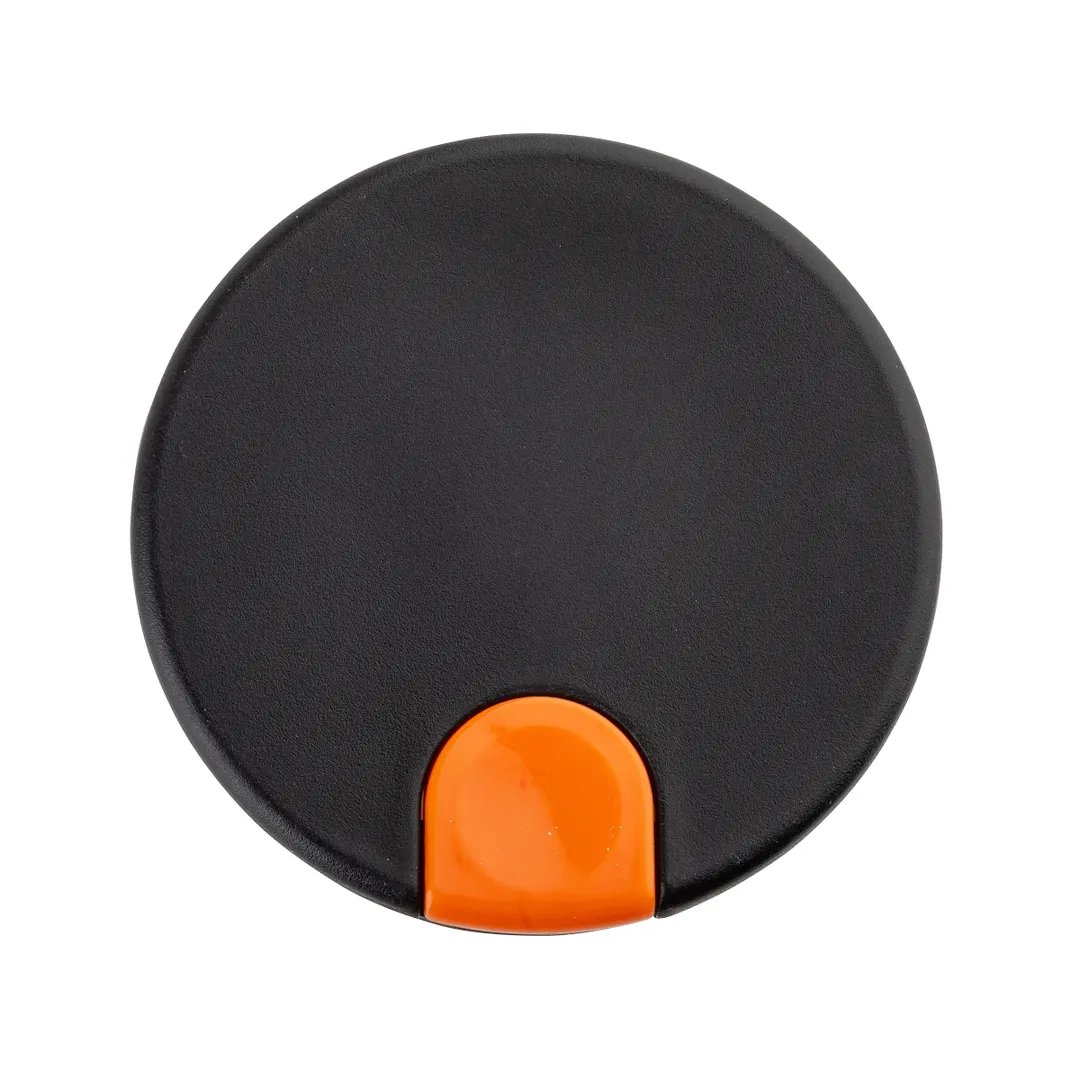 TableCraft 12671 - 17oz Coffee Carafe Decaf Lid, 3.25"x3.25"x2", Black, Orange Thumb Press