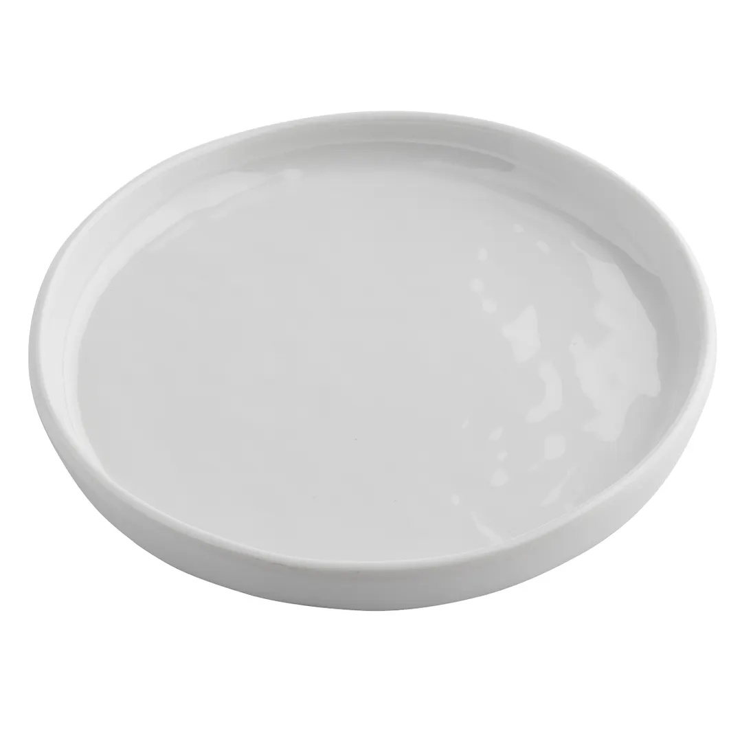 TableCraft 12761 - Ridge Collection Reusable Melamine Plate 6" Round White Gloss, 6"x6"x0.75"