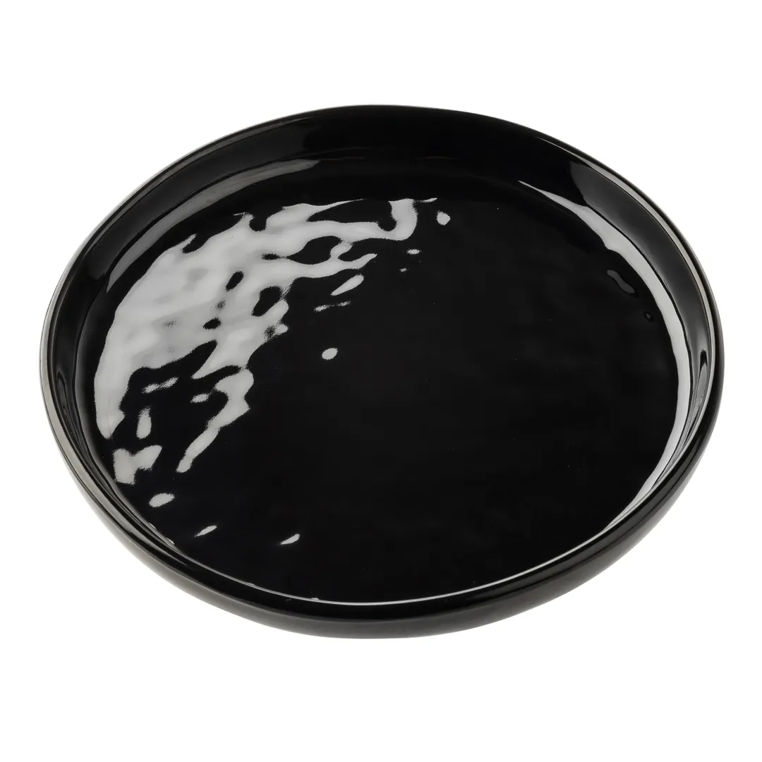 TableCraft Products 12762 - Ridge Collection 6" x 6" x 0.75" Round Black Melamine Plate, High Gloss