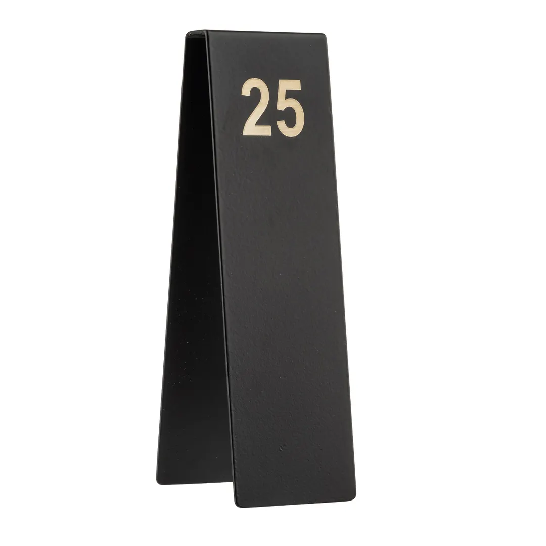 TableCraft Products 12796 - 1-25 Number Tents, 2" x 2" Stainless Steel, Black Powder Coated, Set
