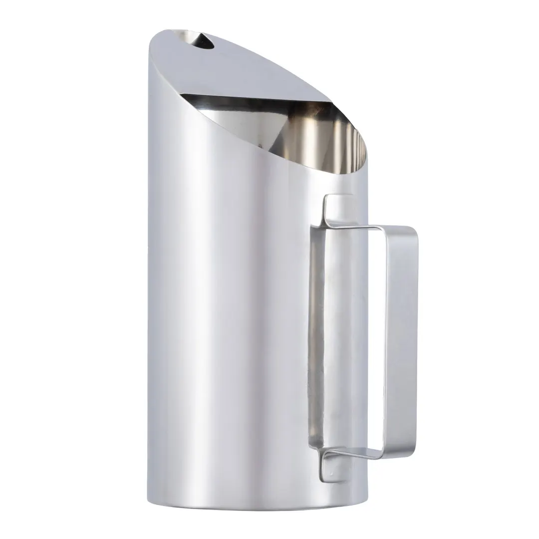 TableCraft 12812 - Metal Water Pitcher, Stainless Steel, Mirror Ice Guard, 4.5"x3"x7.25", 10-31 oz