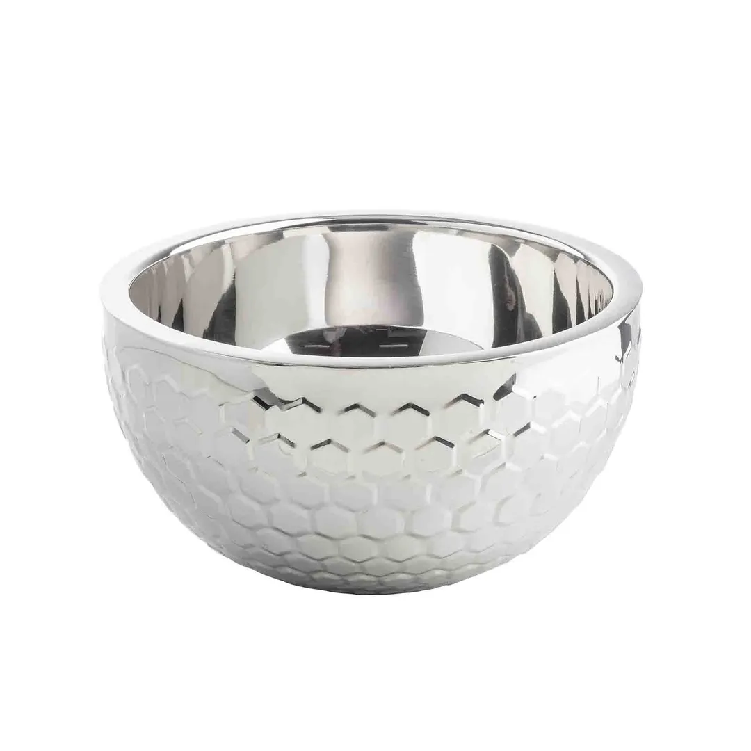 TableCraft 12838 - 5-Qt Double-Wall Stainless Steel Bowl, 11" Dia., Mirror Honeycomb