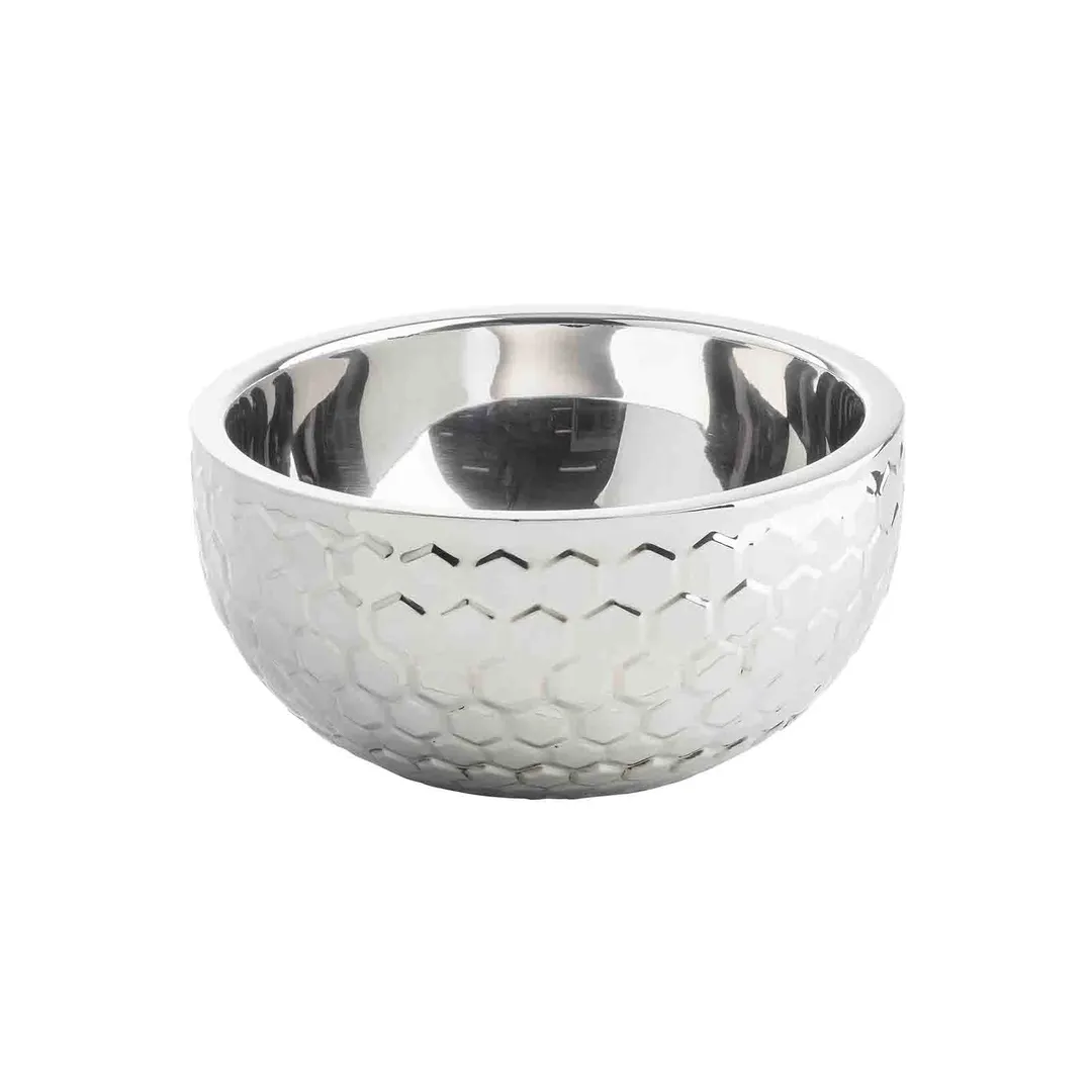 TableCraft 12839 Hive Collection 3-Qt Stainless Steel Mirror Honeycomb Bowl, 10" Dia, 5" H