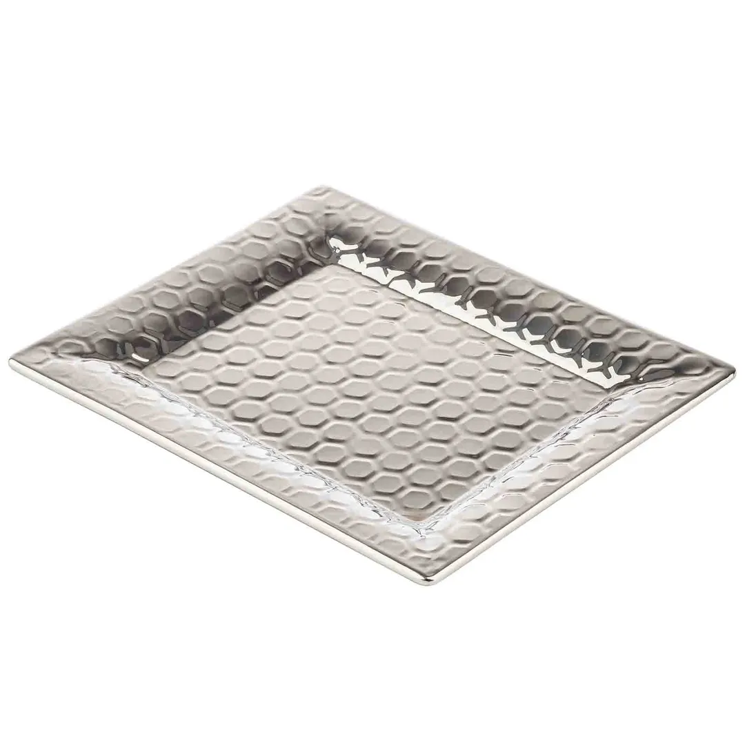 TableCraft 12841 - Stainless Steel Honeycomb Serving Tray Rectangular 12-3/4" x 10-1/2" x 3/4" 18-8