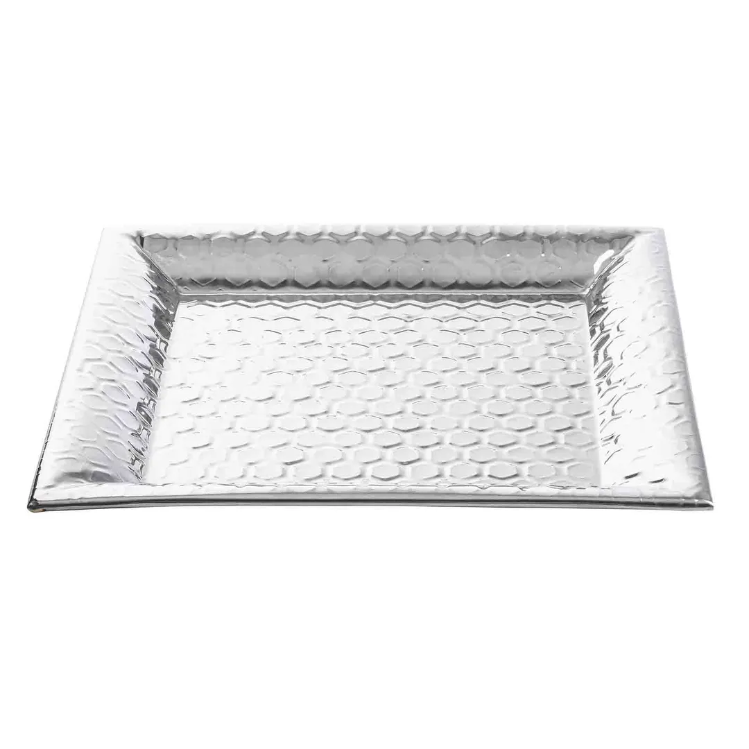 TableCraft Products 12843 - Square 14"x14" Mirror Honeycomb Stainless Steel Serving Tray