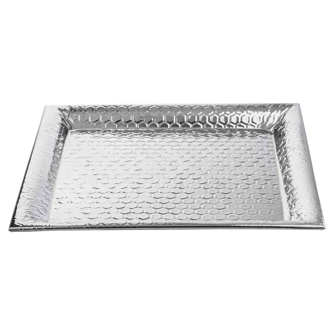 TableCraft 12845 - Square Mirror Honeycomb Stainless Steel Serving Tray 20-1/8" x 20-1/8" x 1-3/8"