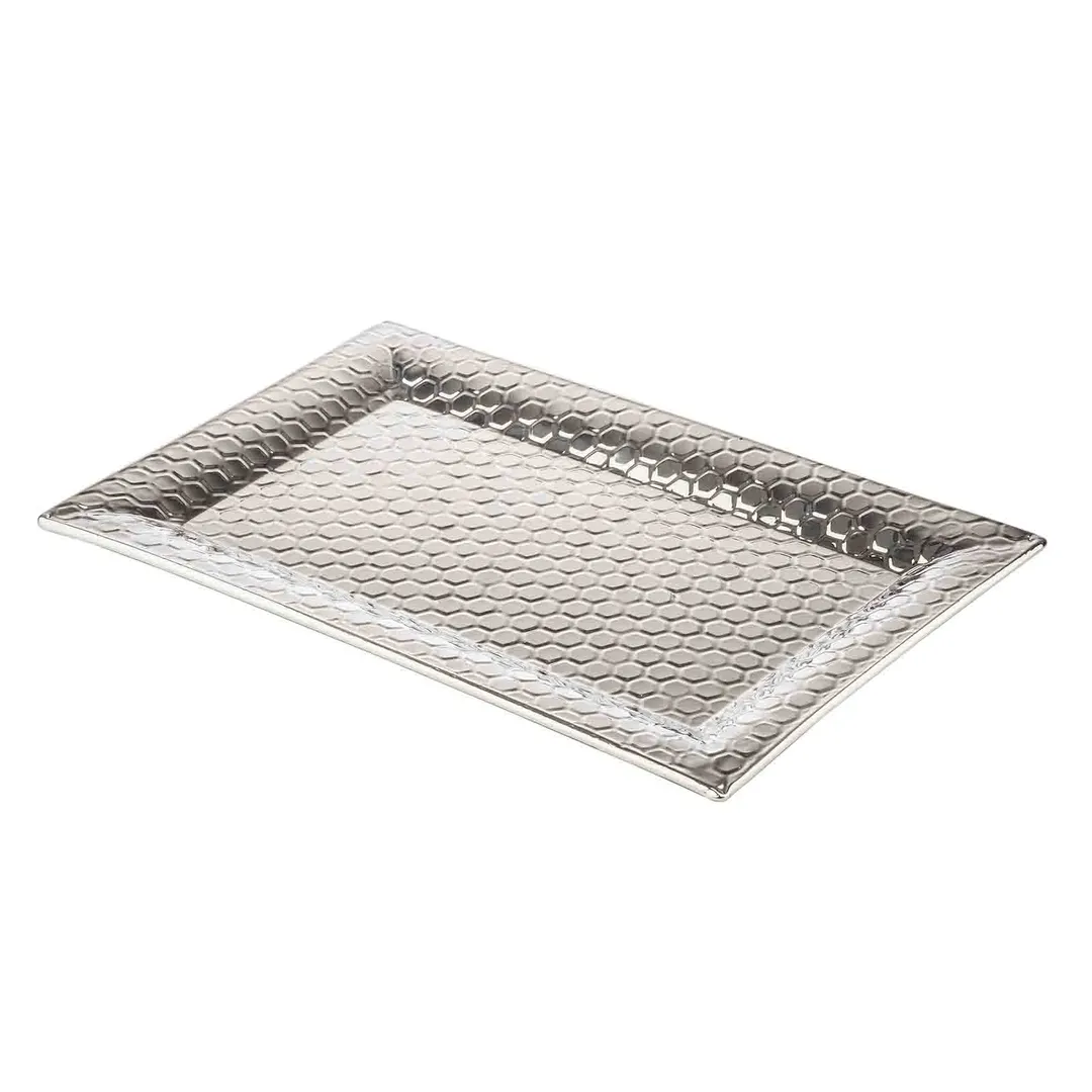 TableCraft Products 12849 - Hive Stainless Steel Serving Tray, 23-1/4" x 15" x 1", Honeycomb