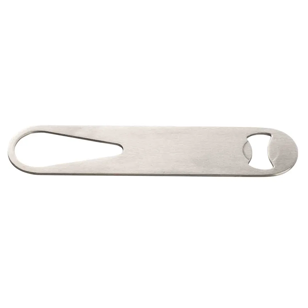 TableCraft 12889 Speed Bottle Opener – 1-5/8" x 3/4" x 7", Brushed 200 Series Stainless Steel