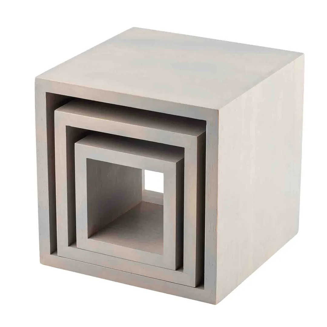 TableCraft Products 12895 - Barclay Square Riser, 9" x 9" x 9", Gray Rubberwood Display Stand - Set