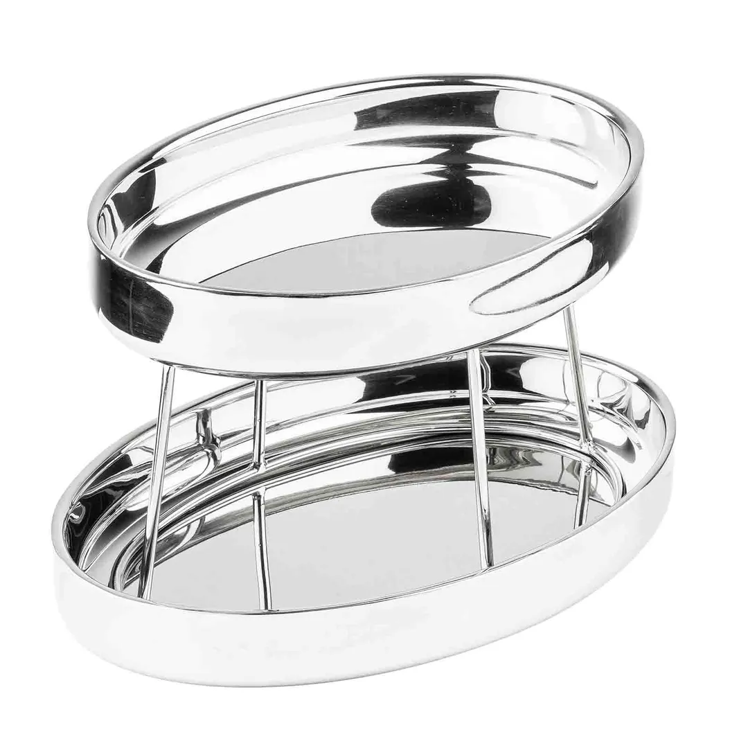 TableCraft Products 12914 - Oval Seafood Tower, 2-Tier, 14" x 9-1/2" x 8-1/2" H, Stainless, Mirror