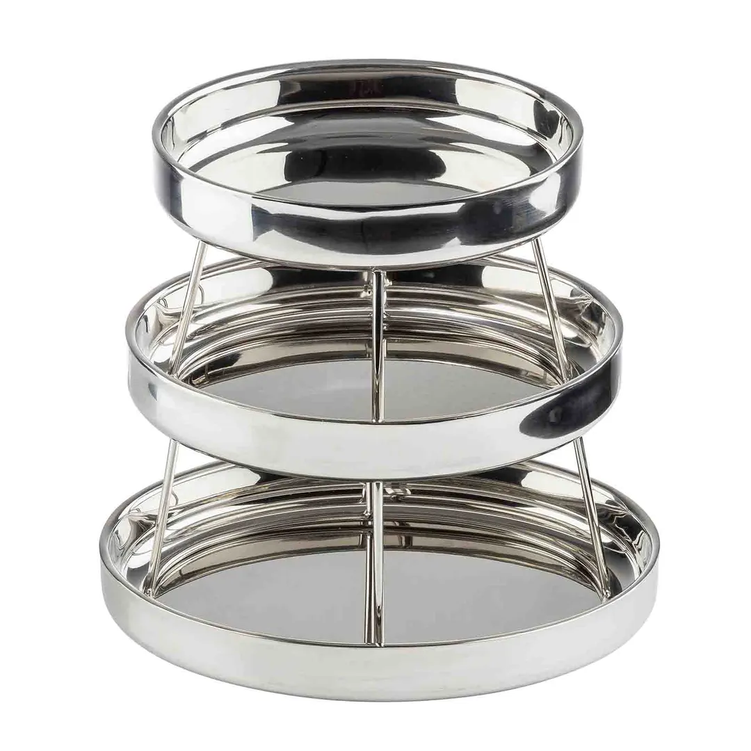 TableCraft 12915 - 3-Tier Oval Stainless Steel Seafood Tower, Mirror, 14-1/4" x 9-1/2" x 12-1/4"