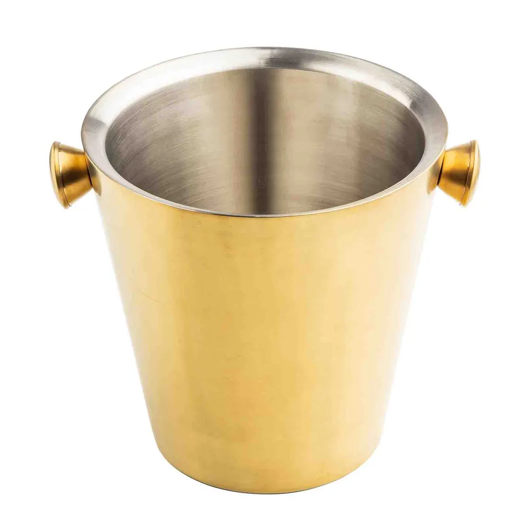 TableCraft 12931 Wine Bucket, 5-Qt Insulated, 10-3/4" x 8-3/4" x 8-3/4", Stainless, Gold Brushed PVD