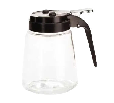 TableCraft 1370BK Syrup Pourer - 8oz Modern Glass Dispenser, Black ABS Top, Dishwasher Safe