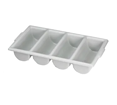 TableCraft Products 1524G Cutlery Bin - 4 Compartment, 21-5/8" x 12" x 3-3/4", Stackable, Dishwasher Safe, Gray HDPE, FDA/NSF Approved, Made in USA
