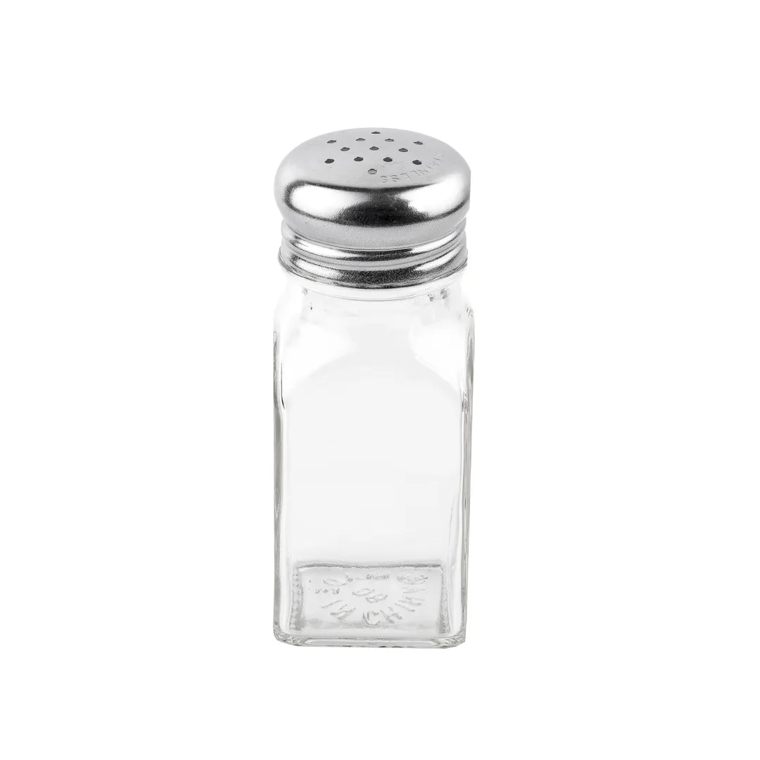TableCraft Products 154S&P-2 Salt & Pepper Shaker, 3 oz, 1-1/2" x 1-1/2" x 4", Steel Top, Glass Set
