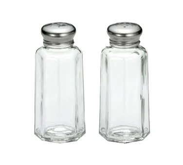 TableCraft 155S&P-2 Salt & Pepper Shaker – 2oz, 1‑5/8”×1‑5/8”×4”, Paneled Glass, Stainless Steel Top