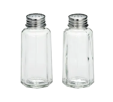 TableCraft 157S&P Salt/Pepper Shaker – 2 oz., 1‑5/8" dia. x 3‑3/4" H, Glass & Stainless Steel