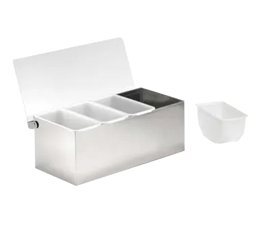 TableCraft 1603 Condiment Holder, 4-Compartment 1-Pint, 12" x 5-3/4" x 4-3/4", Stainless Steel Lid