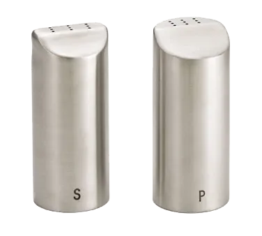 TableCraft Products 162 Salt Pepper Shaker, 2 oz, 1‑5/8" Dia × 3‑5/8" H, Stainless Steel - Set