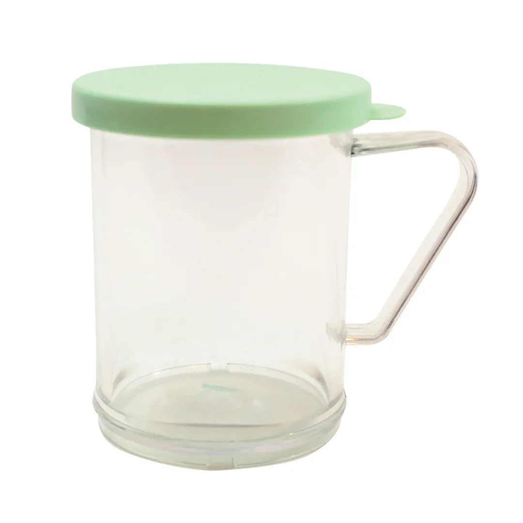 TableCraft 166B 10oz Cheese & Spice Shaker, Green Poly Handle, Perforated Top, BPA Free