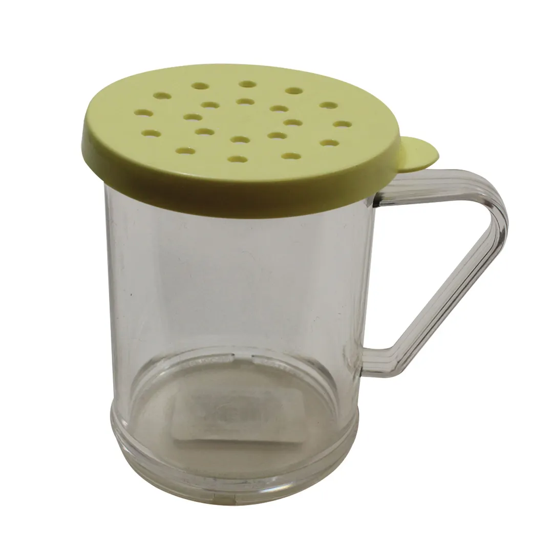 TableCraft 166D Cheese & Spice Shaker, 10 oz, Yellow Snap‑Tight Lid, Poly Handle, Dishwasher Safe