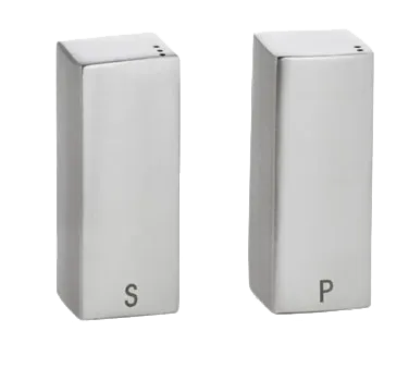 TableCraft Products 167 - Steel Salt & Pepper Shaker Set, 1‑3/8" H x 1‑3/16" W, Dishwasher Safe- Set