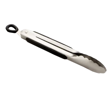 TableCraft Products 2009 Utility Tongs, 9", Ergonomic, Non-Slip Grip, Stainless Steel, Black