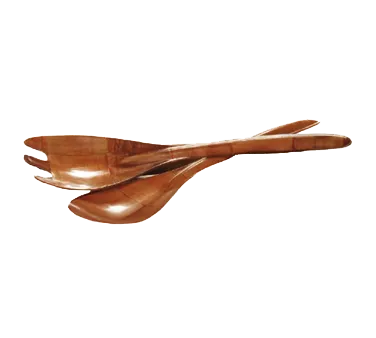 TableCraft Products 200L Serving Spoon & Fork Set, 12" Long, 4-Ply Mahogany Wood, Brown Handle