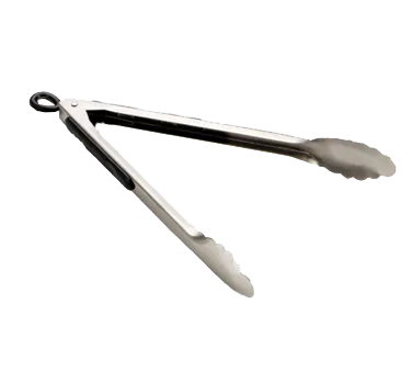 TableCraft Products 2012 Locking Tongs, 12", Ergonomic, Non-Slip Grip, Stainless Steel, Black