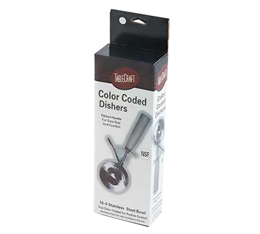 TableCraft 2106 - 6‑Size Stainless Steel Ice Cream Disher, 5 oz, White Handle, 9.125" x 3.625"