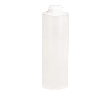 TableCraft 2124C-1 24oz Clear Squeeze Bottle, White Hinged Top, Dishwasher Safe Polyethylene