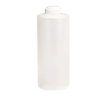 TableCraft 2132C Squeeze Bottle – 32 oz Clear Polyethylene, 38mm Opening, White Top, Dishwasher Safe