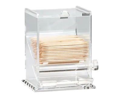 TableCraft 228 Toothpick Dispenser, 3-1/4"x3-1/4"x4-1/2", Acrylic Clear, Top Loading, Dishwasher Safe