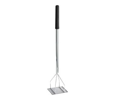 TableCraft 2455 Potato Masher – 6" Square Face, 24" Length, Chrome‑Plated Metal, Black Vinyl Handle