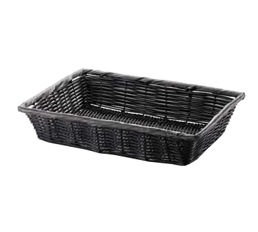 TableCraft Products 2488 Hand-Woven Rectangular Basket, 14" x 10" x 3", Black Polypropylene Cord