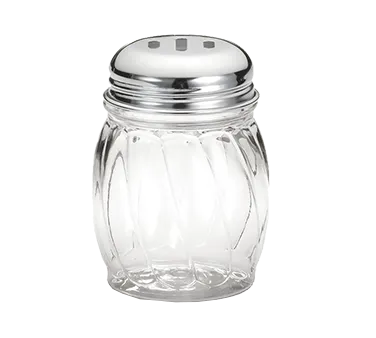 TableCraft Products 260SL Cheese & Spice Shaker, 6-9 oz Glass Jar, Slotted Chrome Top, Metal Lid
