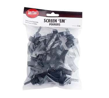 TableCraft 295X Liquor Pourer - Free Flow, BPA-Free Plastic, Black Spout, Collar, Smoke, Hand Wash Only, 12/Pack