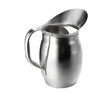 TableCraft 300 - 2-Qt Bell Water Pitcher, 64-95oz, 18/8 Stainless Steel, Ice Guard